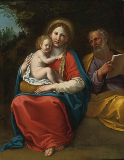 Den hellige familie i et landskap av Francesco Albani