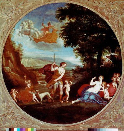 Venus og Adonis Maleri av Francesco Albani (1578-1660) sa det albanske Roma fra 1600-tallet, Galleria Borghese av Francesco Albani