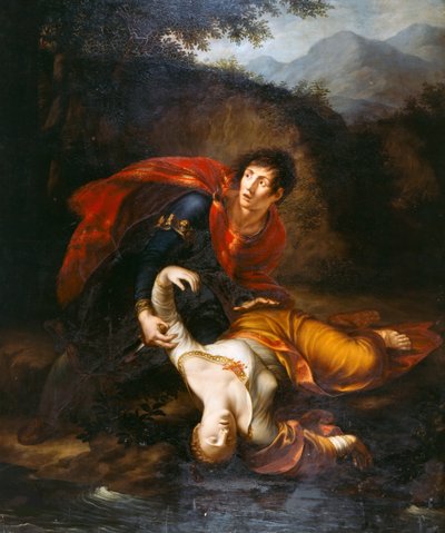 Rhadamistus kaster Zenobia skadet inn i elven Araxes, 1812. av Francesco Alberi