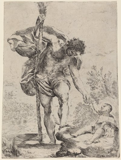 Den hellige Christopher som gir hånden til Jesusbarnet, 1650-tallet. av Francesco Amato