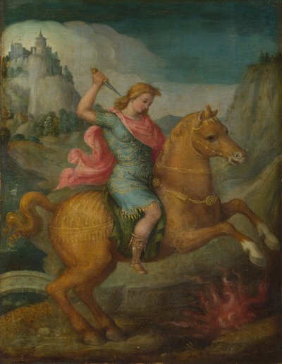 Marcus Curtius, ca. 1525 av Francesco Ubertini Bacchiacca