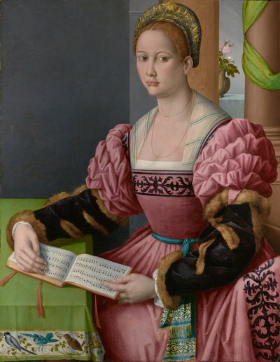 Portrett av en kvinne med en musikkbok av Francesco Ubertini Bacchiacca