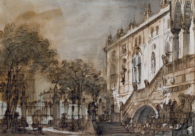 Scenografi av Francesco Bagnara for Otello, opera av Rossini, for forestilling på La Fenice Theatre i Venezia av Francesco Bagnara