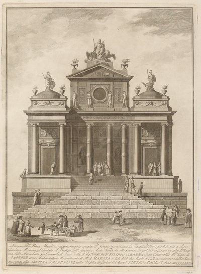 Et tempel dedikert til Jupiter, Juno og Minerva, for Kina-festivalen, 1785. av Francesco Barbazza