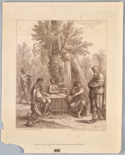 Abraham underholder tre engler av Francesco Bartolozzi