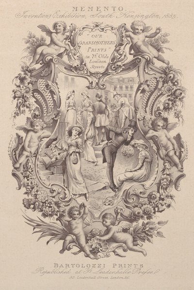 Annonse for Memento, Inventions Exhibition, South Kensington, 1885, ca. 1885. av Francesco Bartolozzi