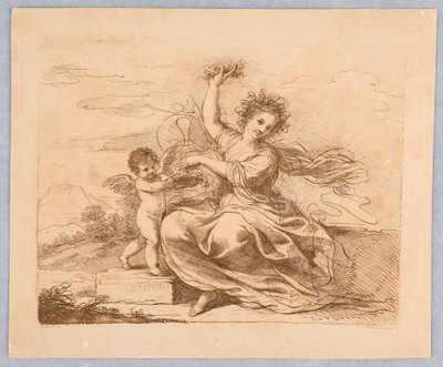Flora, med en Amor av Francesco Bartolozzi