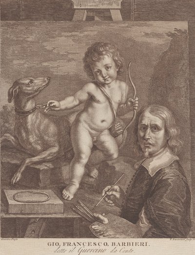 Guercino selvportrett, 1790-99. av Francesco Bartolozzi