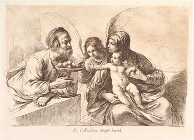 Hellig familie med en engel som tilbyr frukt til Kristusbarnet: Raccolta di alcuni disegni..., 1764. av Francesco Bartolozzi