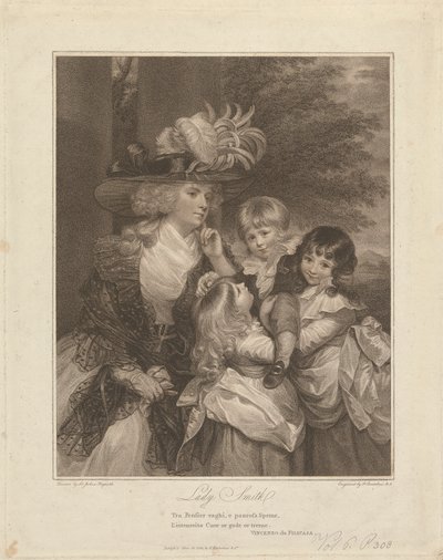 Lady Charlotte Smith og hennes barn; George Henry, Louisa og Charlotte av Francesco Bartolozzi