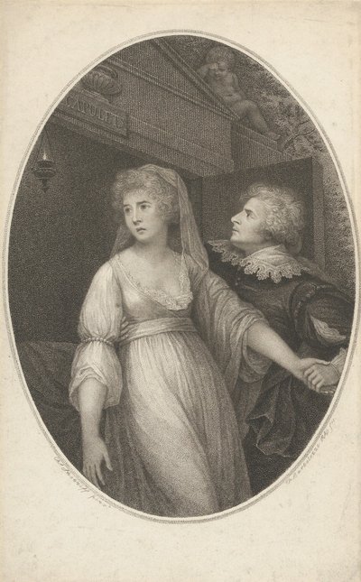 Mr. Dimond og Miss Wallis i Characters of Romeo and Juliet, 1. mai 1796. av Francesco Bartolozzi