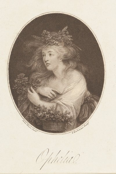 Ophelia Shakespeare, Hamlet, Act 4, 1784. av Francesco Bartolozzi