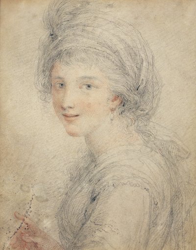 Portrett av Angelica Kauffman (farget kritt på papir) av Francesco Bartolozzi