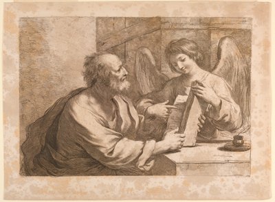Saint Matthew med en engel og bok av Francesco Bartolozzi