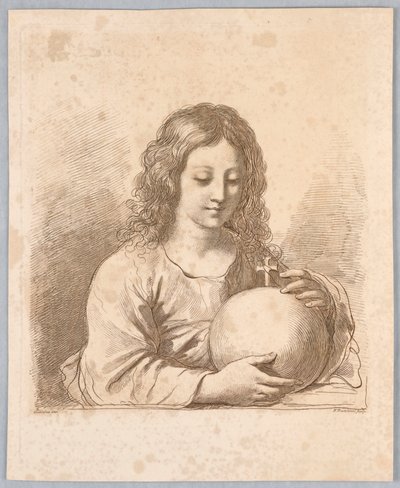 Salvator Mundi, med en globus og et kors av Francesco Bartolozzi