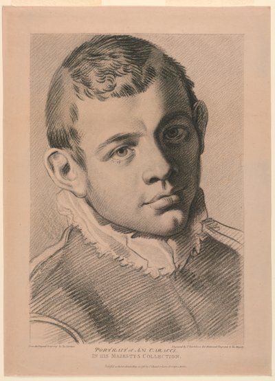 Selvportrett av A. N. Carracci av Francesco Bartolozzi