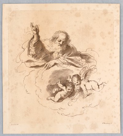 Den allmektige i skyene, med Two Boy Angels av Francesco Bartolozzi
