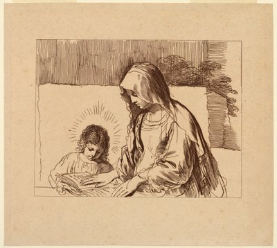 Jomfruen som underviser Jesusbarnet av Francesco Bartolozzi