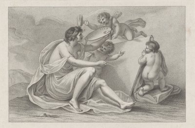 Titteltrykk med personifisering av maleri Ciprianis rudiments of drawing (serietittel) Ciprianis rudiments of drawing (serietittel) av Francesco Bartolozzi