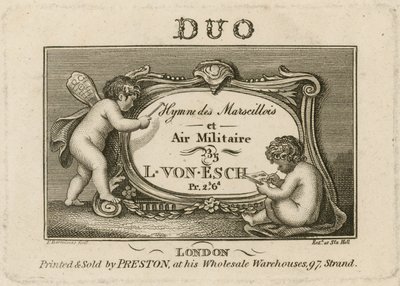 Tittelplate for Hymn des Marscillois og Air Militaire av Francesco Bartolozzi