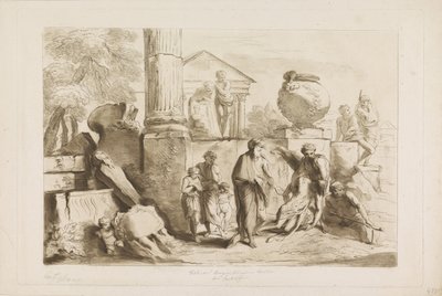 Tobit og begravelsen av de døde Gamle og nye testamente til Castiglione (serietittel) av Francesco Bartolozzi