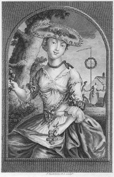 Ung kvinne, c1740-1810. av Francesco Bartolozzi