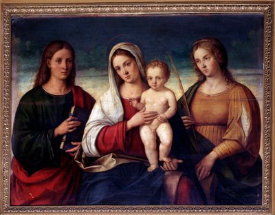 Jomfru med barn omgitt av den hellige Johannes evangelisten og den hellige Katarina av Alexandria (maleri av Francesco Bissolo