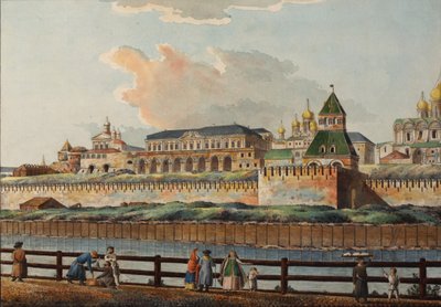 Utsikt over Vinter Kreml-palasset fra Moskva-elven, 1780-tallet av Francesco Camporesi
