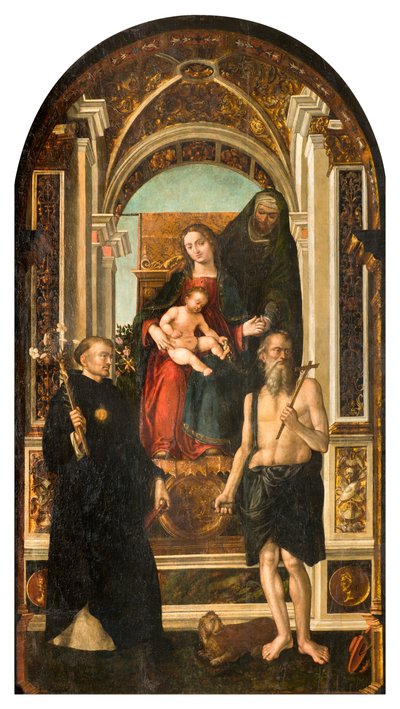North Transept, Altar of Saint Nicholas, Madonna Enthroned and Child Saint Anne Saints Nicholas of Tolentino and Jerome, Francesco Casella 1510 av Francesco Casella