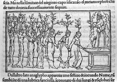 Gravering i "Hypnerotomachia Polyphili" (drømmen om Poliphila) av den dominikanske munken Francesco Colonna, Venezia av Francesco Colonna