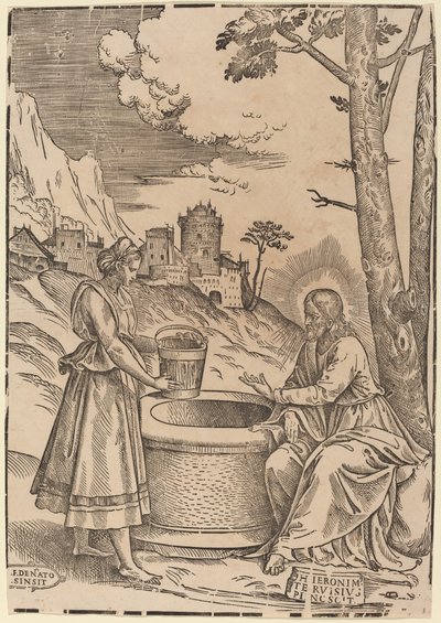Kristus og kvinnen i Samaria av Francesco Denanto after Girolamo Pennacchi