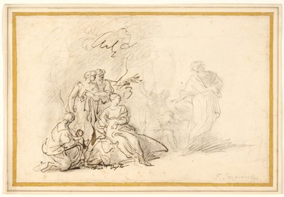 Rebecca skjuler husgudene for Laban av Francesco Fernandi