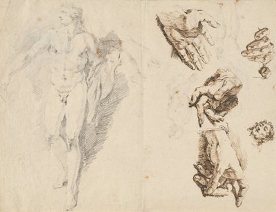 Apollo og studier av kunstnerens egen hånd [recto] av Francesco Fontebasso