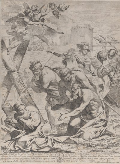 Saint Andrew ber foran et krusifiks, 1640-70. av Francesco Giovani