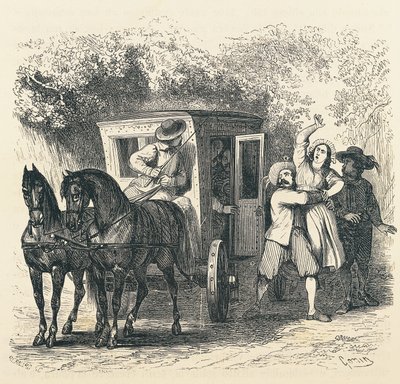 Bortføring av Lucy, episode fra Troloved, av Alessandro Manzoni (1785-1873), illustrasjon av Francesco Gonin (1808-1889) for 1840-utgaven av Francesco Gonin