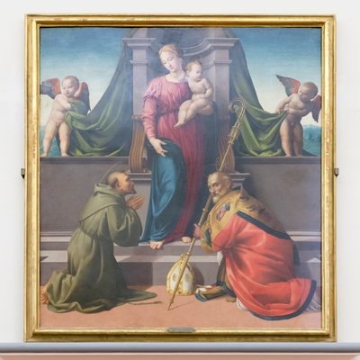 Madonna og barn med Saint Francis og Zenobius av Francesco Granacci