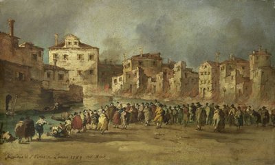 Brannen i San Marcuola-kvarteret i Venezia, 28. november 1789 av Francesco Guardi (copy after)