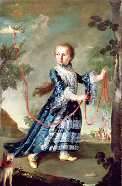 En ung jente fra Gradenigo-familien med en due (olje på lerret) av Francesco Guardi