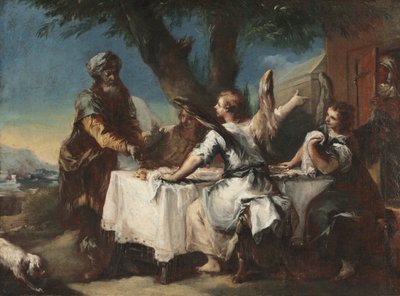 Abraham tar imot de tre englene, 1750-tallet. av Francesco Guardi
