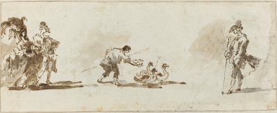 Et elegant par, en gåsegutt og en gentleman [recto] av Francesco Guardi