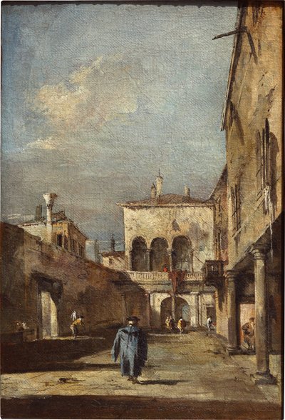 Arkitektonisk fantasi med en gårdsplass av Francesco Guardi