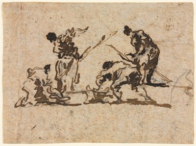 Farmers and Fisherman Working, 1700-tallet. av Francesco Guardi