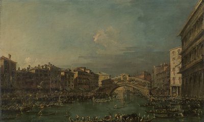 Regatta på Canal Grande, nær Rialtobroen, Venezia av Francesco Guardi