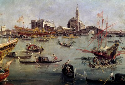 Dogen på Bucentaurus (Bucentoro) i San Nicolo fra Lido til Venezia, Kristi Himmelfartsdag-maleri av Francesco Guardi (1712-1793) Paris fra 1700-tallet, Louvre-museet. av Francesco Guardi