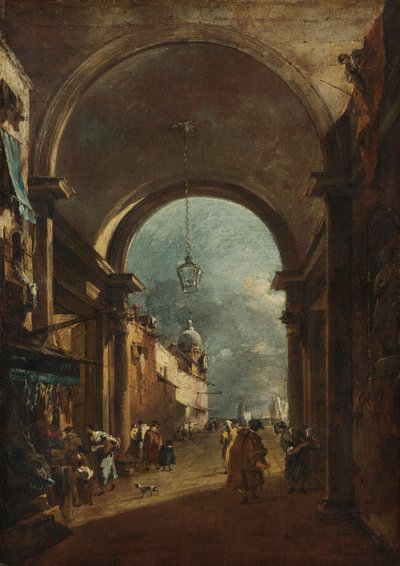 Utsikt gjennom en port av Francesco Guardi
