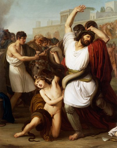 Italia, Milano, Maleri av troyansk prest Laocoon, detalj av Francesco Hayez