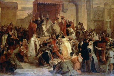 Pave Urban II forkynte første korstog på torget i Clermont av Francesco Hayez