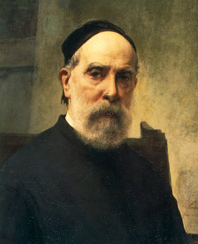 Selvportrett i en alder av 88, av Francesco Hayez (1791-1882), olje på lerret, 58x46 cm, detalj av Francesco Hayez