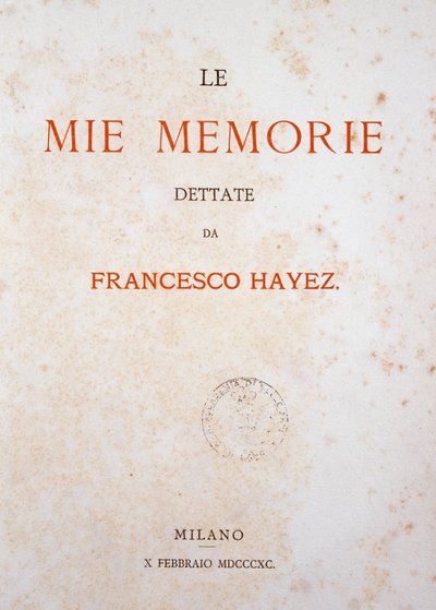 Tittelsiden til Mine minner av Francesco Hayez
