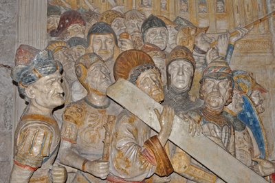 Frankrike, Avignon, Palace des Papes (1334), marmorutskjæring av korsets vei fra Celestine-klosteret i Avignon av Francesco Laurana (oppdrag i 1478) av Francesco Laurana